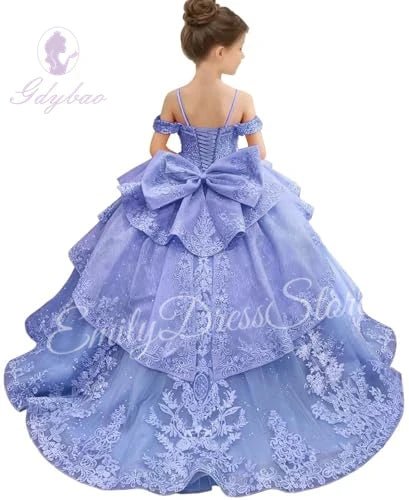 Bowknot Appliqué Flower Girl Dress - Luzilly Bridal & Apparel
