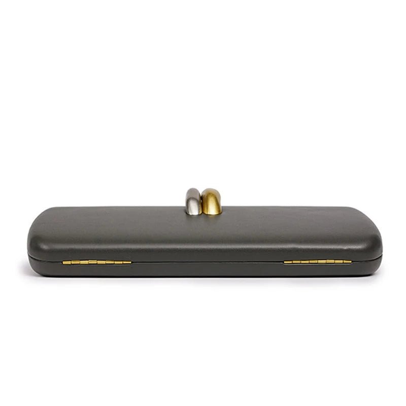 Box Rigid Metal Detail Clutch - Luzilly Bridal & Apparel