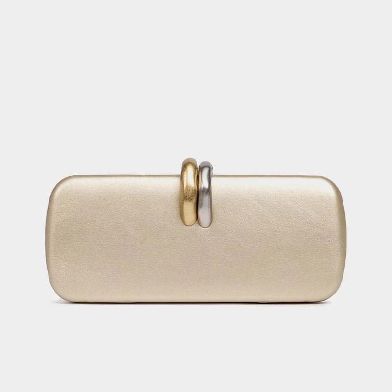 Box Rigid Metal Detail Clutch - Luzilly Bridal & Apparel