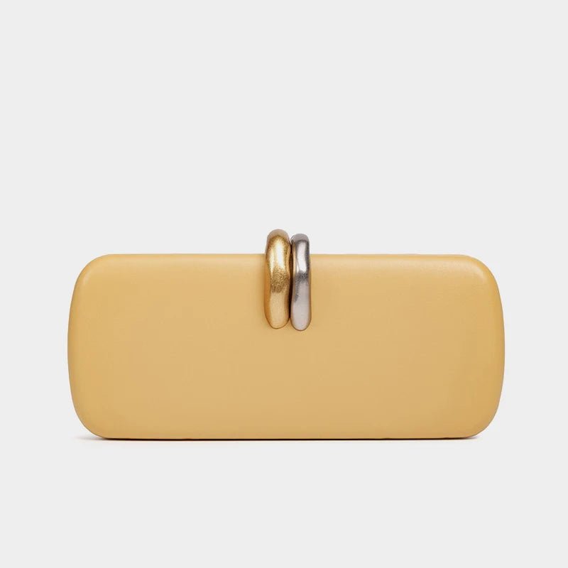 Box Rigid Metal Detail Clutch - Luzilly Bridal & Apparel