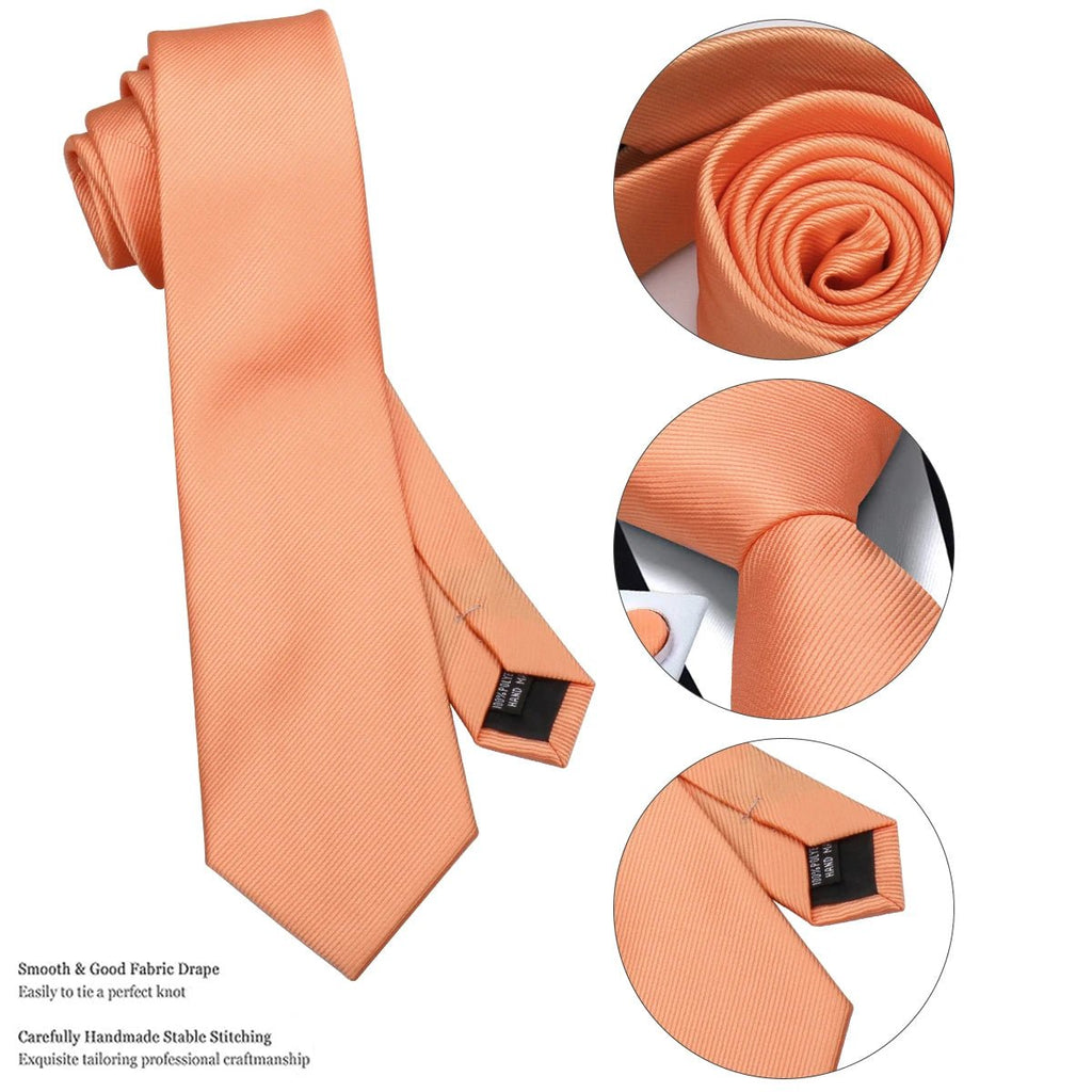 Brand Business Solid Color Ties Handkerchief Cufflink Tie Clip Pin Set For Men Formal Necktie Party Wedding Men Accessories Gift - Luzilly Bridal & Apparel