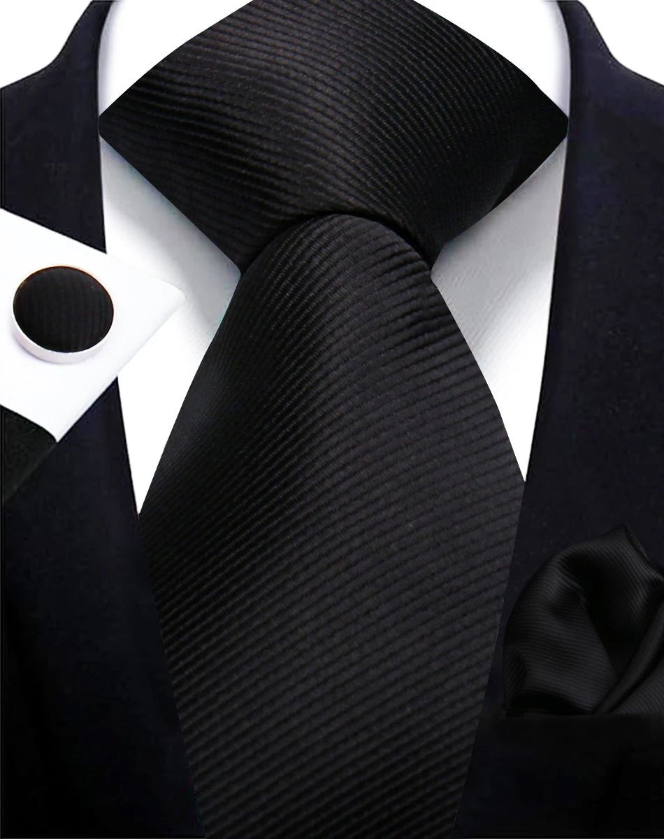 Brand Business Solid Color Ties Handkerchief Cufflink Tie Clip Pin Set For Men Formal Necktie Party Wedding Men Accessories Gift - Luzilly Bridal & Apparel