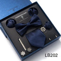 Brand Newest Design Silk Tie Set Handkerchief Pocket Squares Cufflink Bow Tie Clip Necktie Set Bussiness Wedding Suit Gift Box - Luzilly Bridal & Apparel