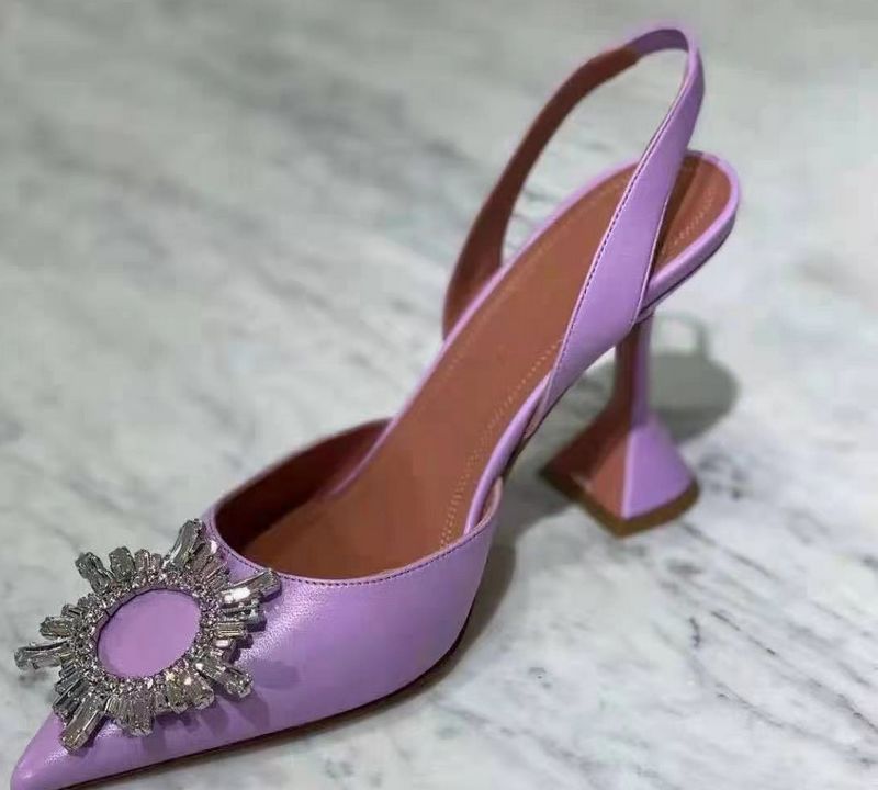 Brand women Pumps luxury Crystal Slingback High heels Summer bride Shoes Comfortable triangle Heeled Party Wedding Shoes - Luzilly Bridal & Apparel