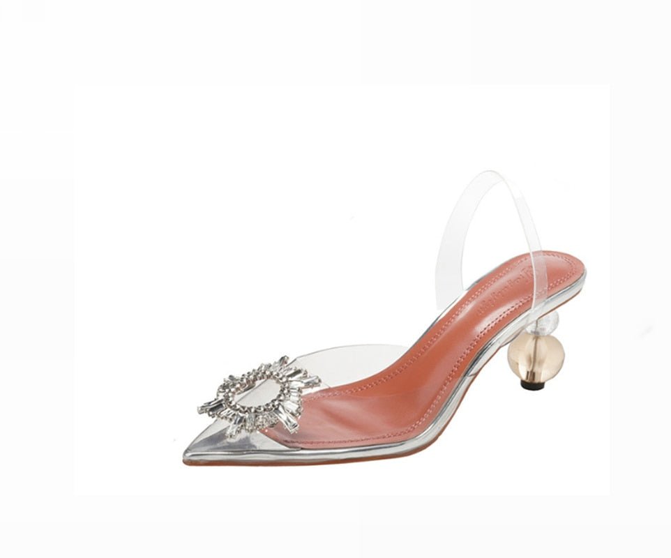 Brand women Pumps luxury Crystal Slingback High heels Summer bride Shoes Comfortable triangle Heeled Party Wedding Shoes - Luzilly Bridal & Apparel