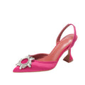 Brand women Pumps luxury Crystal Slingback High heels Summer bride Shoes Comfortable triangle Heeled Party Wedding Shoes - Luzilly Bridal & Apparel
