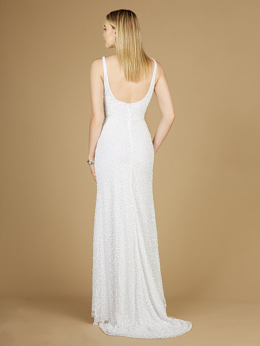 Bridal Beaded Gown with Slit - Luzilly Bridal & Apparel