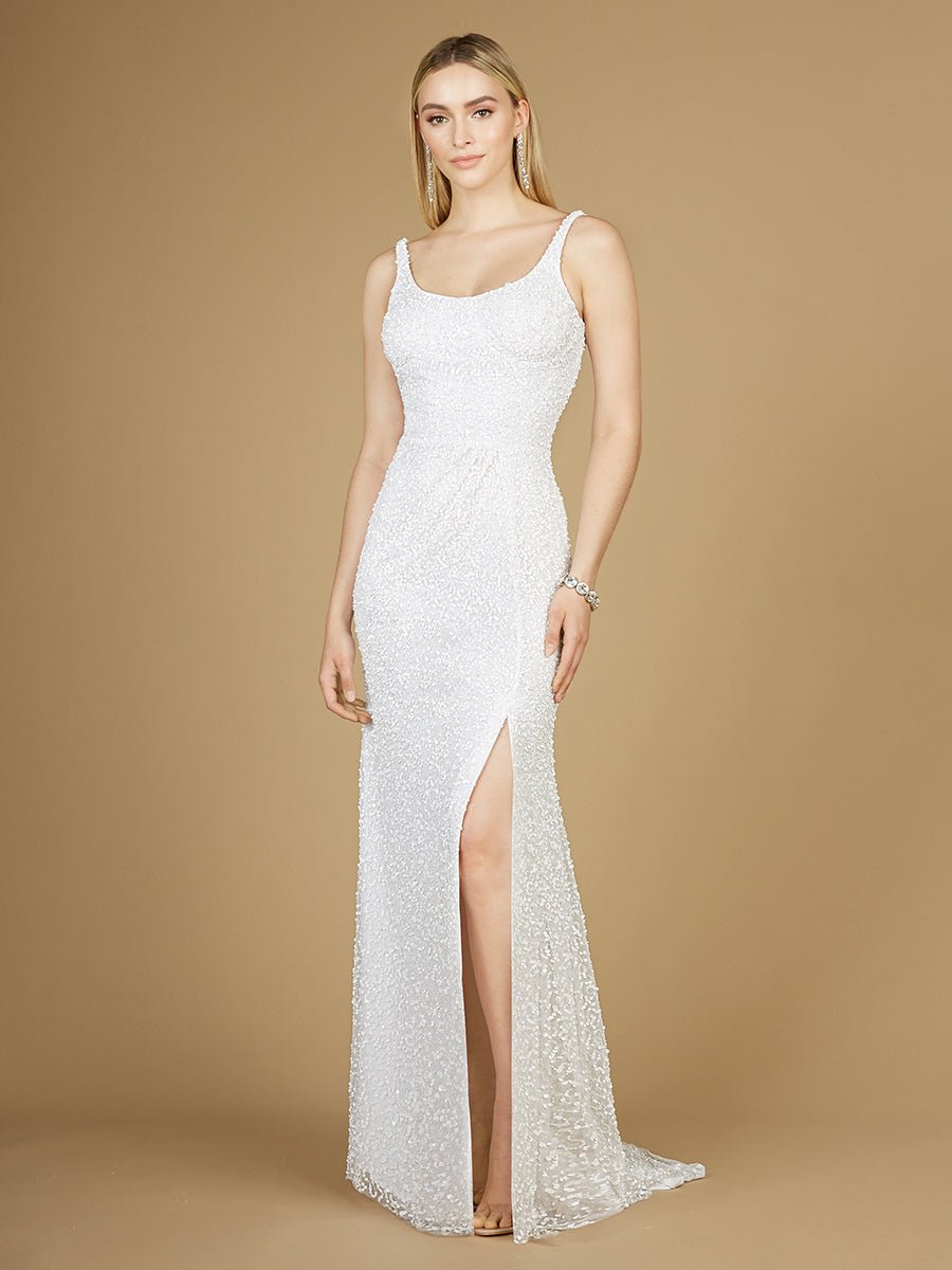 Bridal Beaded Gown with Slit - Luzilly Bridal & Apparel