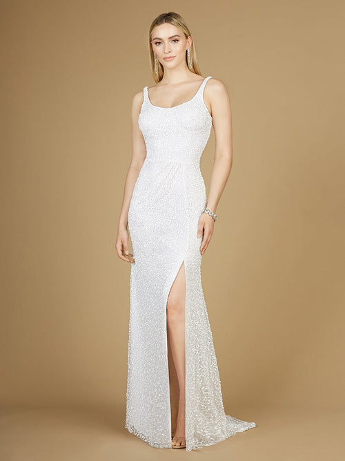 Bridal Beaded Gown with Slit - Luzilly Bridal & Apparel