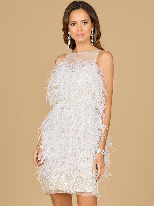 Bridal Cocktail Dress with Feathers - Luzilly Bridal & Apparel