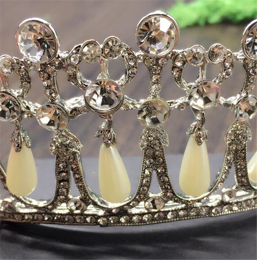 Bridal Crown Rhinestone Pearl Water Drop Hair Accessories Wedding Dress Ornaments - Luzilly Bridal & Apparel