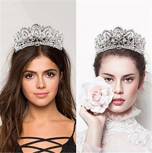 Bridal Crown Rhinestone Pearl Water Drop Hair Accessories Wedding Dress Ornaments - Luzilly Bridal & Apparel
