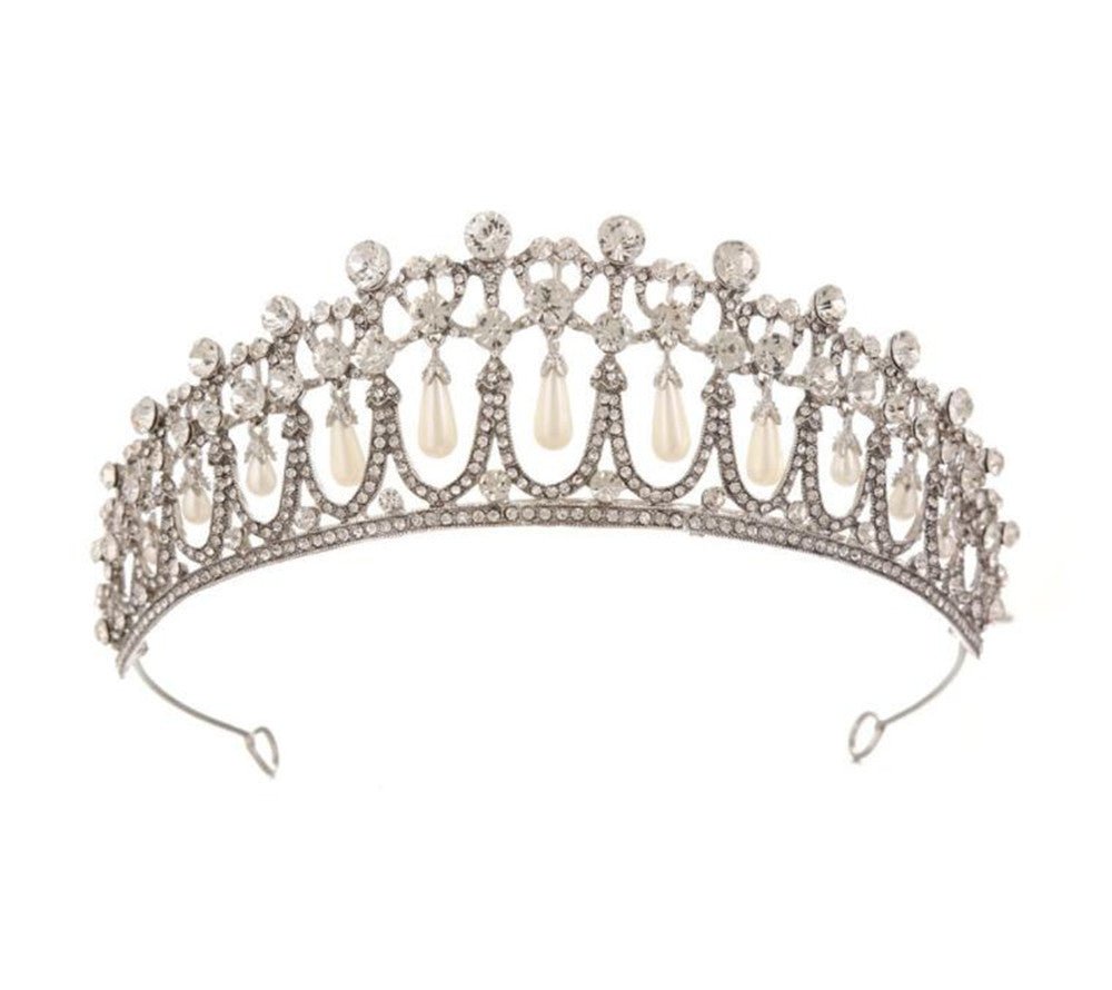 Bridal Crown Rhinestone Pearl Water Drop Hair Accessories Wedding Dress Ornaments - Luzilly Bridal & Apparel