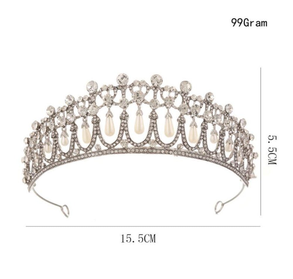 Bridal Crown Rhinestone Pearl Water Drop Hair Accessories Wedding Dress Ornaments - Luzilly Bridal & Apparel