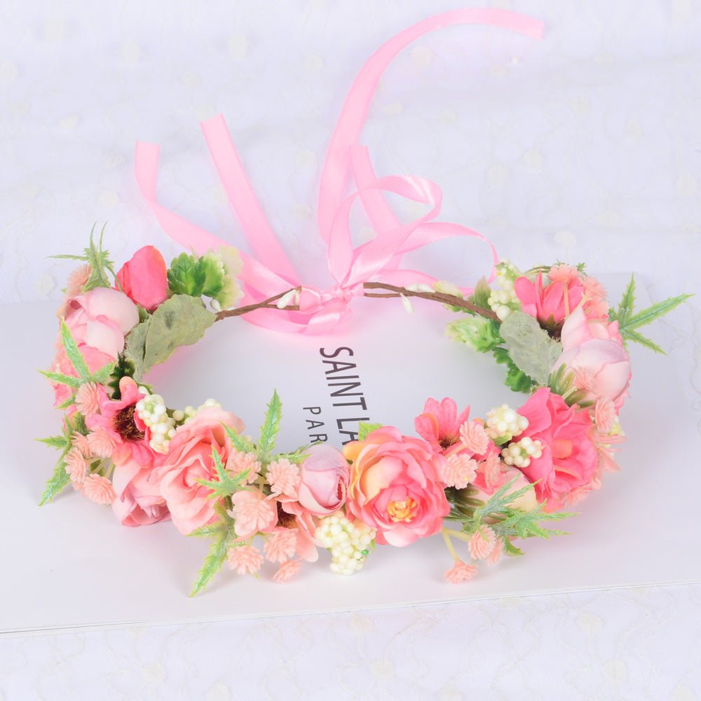 Bridal Fairy Flower Wreath Fabric Flower Starry Sky Headwear Children's Travel Photography Performance Hair Accessories Headrings - Luzilly Bridal & Apparel