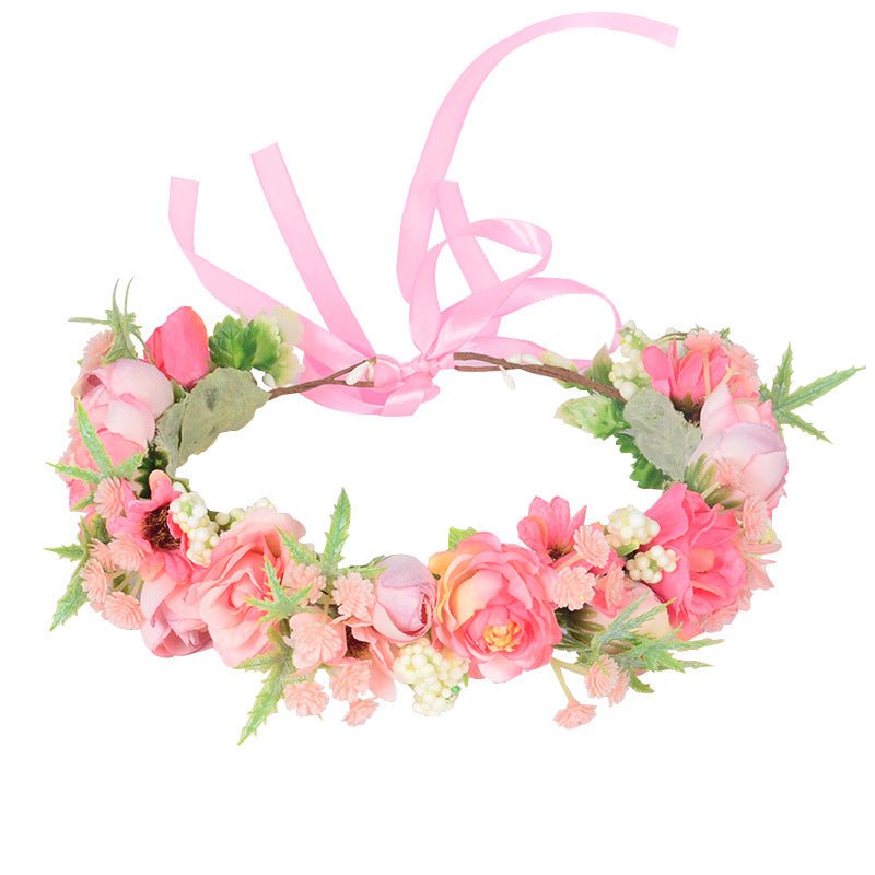 Bridal Fairy Flower Wreath Fabric Flower Starry Sky Headwear Children's Travel Photography Performance Hair Accessories Headrings - Luzilly Bridal & Apparel