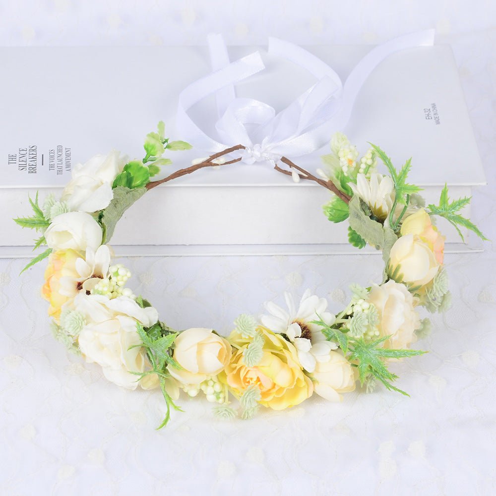 Bridal Fairy Flower Wreath Fabric Flower Starry Sky Headwear Children's Travel Photography Performance Hair Accessories Headrings - Luzilly Bridal & Apparel