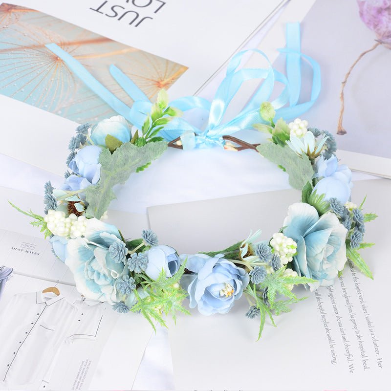 Bridal Fairy Flower Wreath Fabric Flower Starry Sky Headwear Children's Travel Photography Performance Hair Accessories Headrings - Luzilly Bridal & Apparel