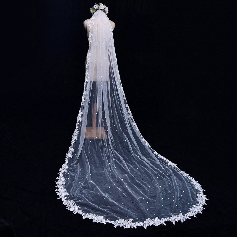 Bridal Fashion Lace Solid Color Long Veil - Luzilly Bridal & Apparel