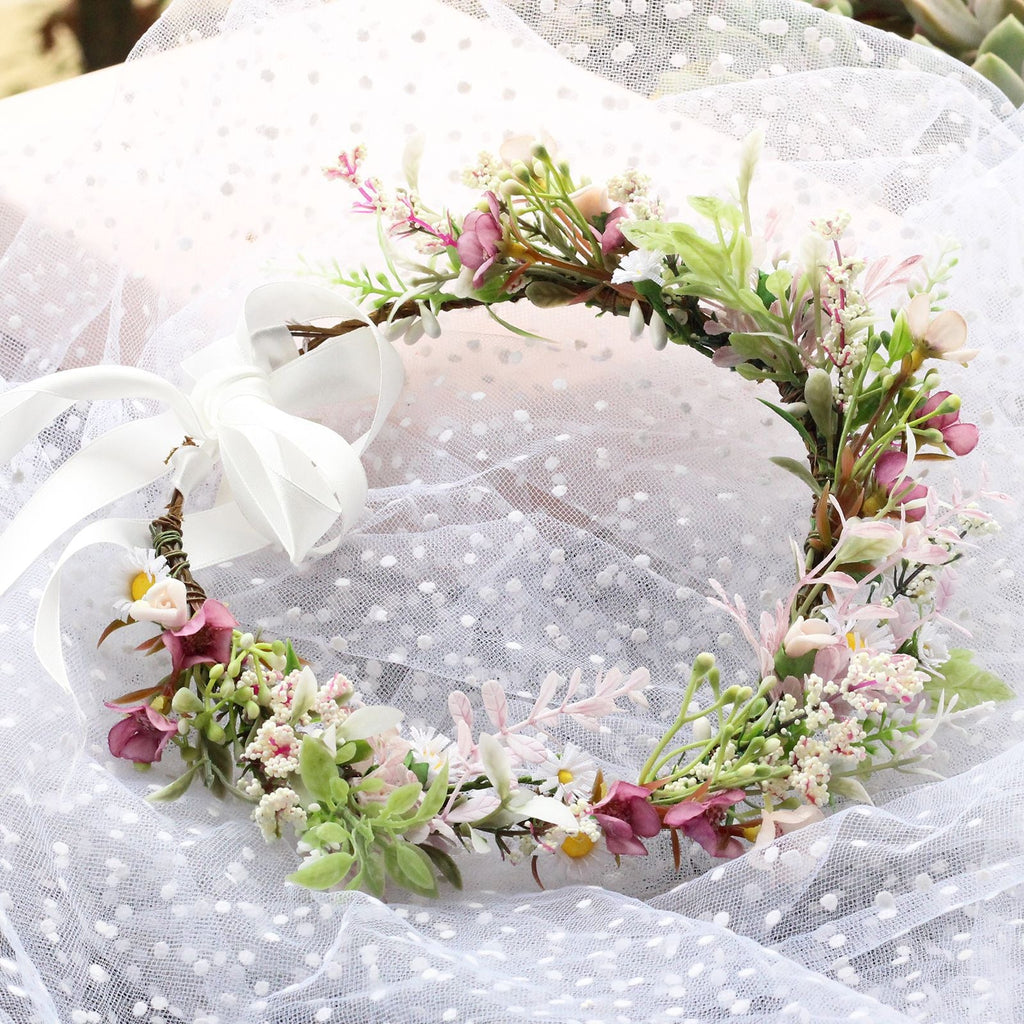 Bridal Flower Wreath Headpiece Original Simulation Starry Sky Water Grass Flower Crown Birthday Wedding Headflower Wreath - Luzilly Bridal & Apparel