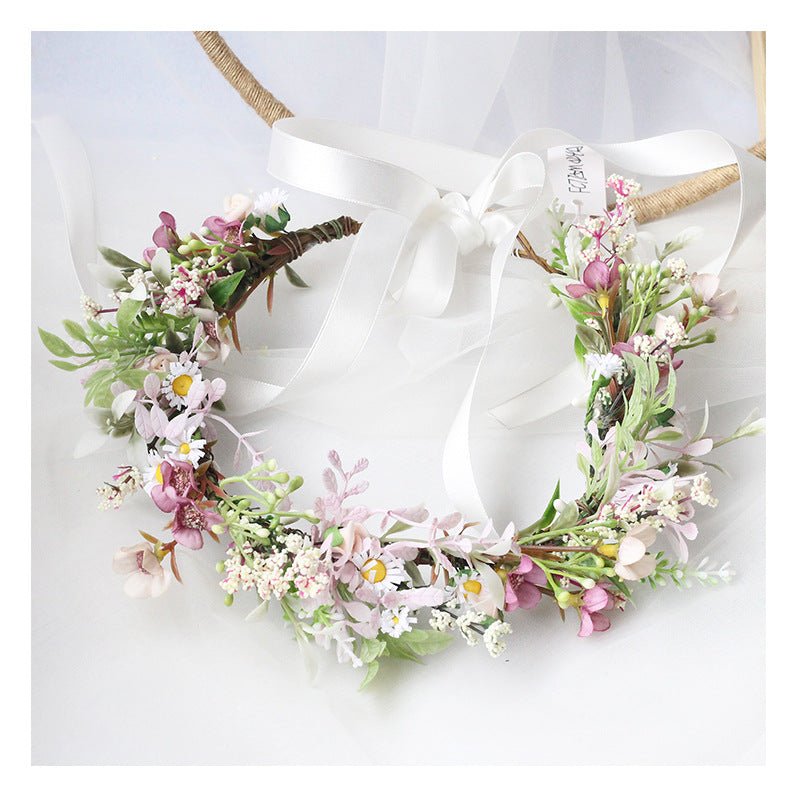 Bridal Flower Wreath Headpiece Original Simulation Starry Sky Water Grass Flower Crown Birthday Wedding Headflower Wreath - Luzilly Bridal & Apparel