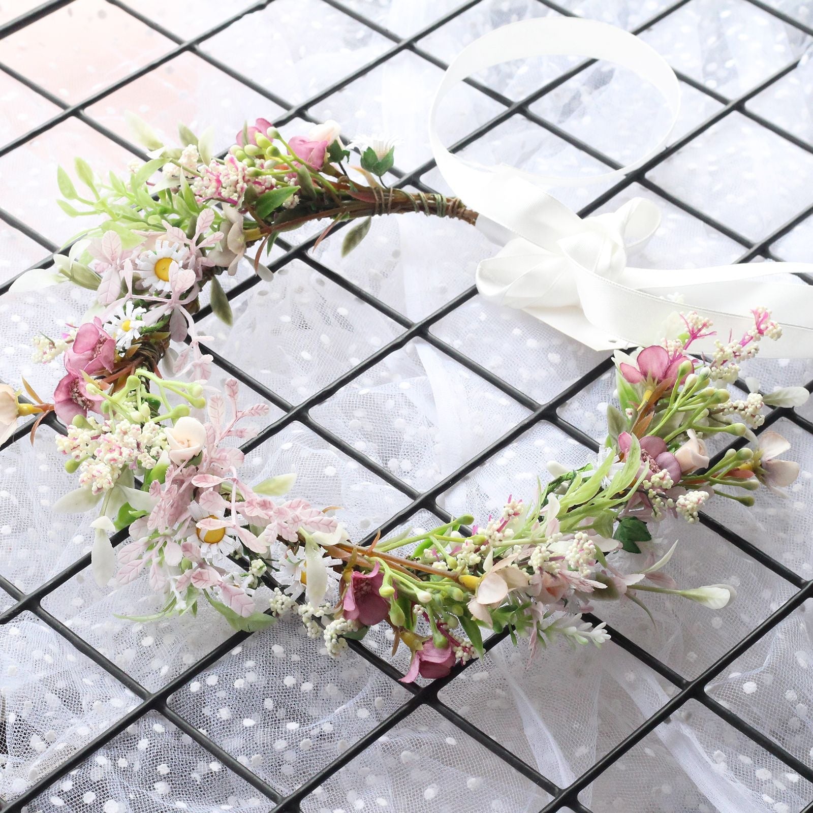 Bridal Flower Wreath Headpiece Original Simulation Starry Sky Water Grass Flower Crown Birthday Wedding Headflower Wreath - Luzilly Bridal & Apparel