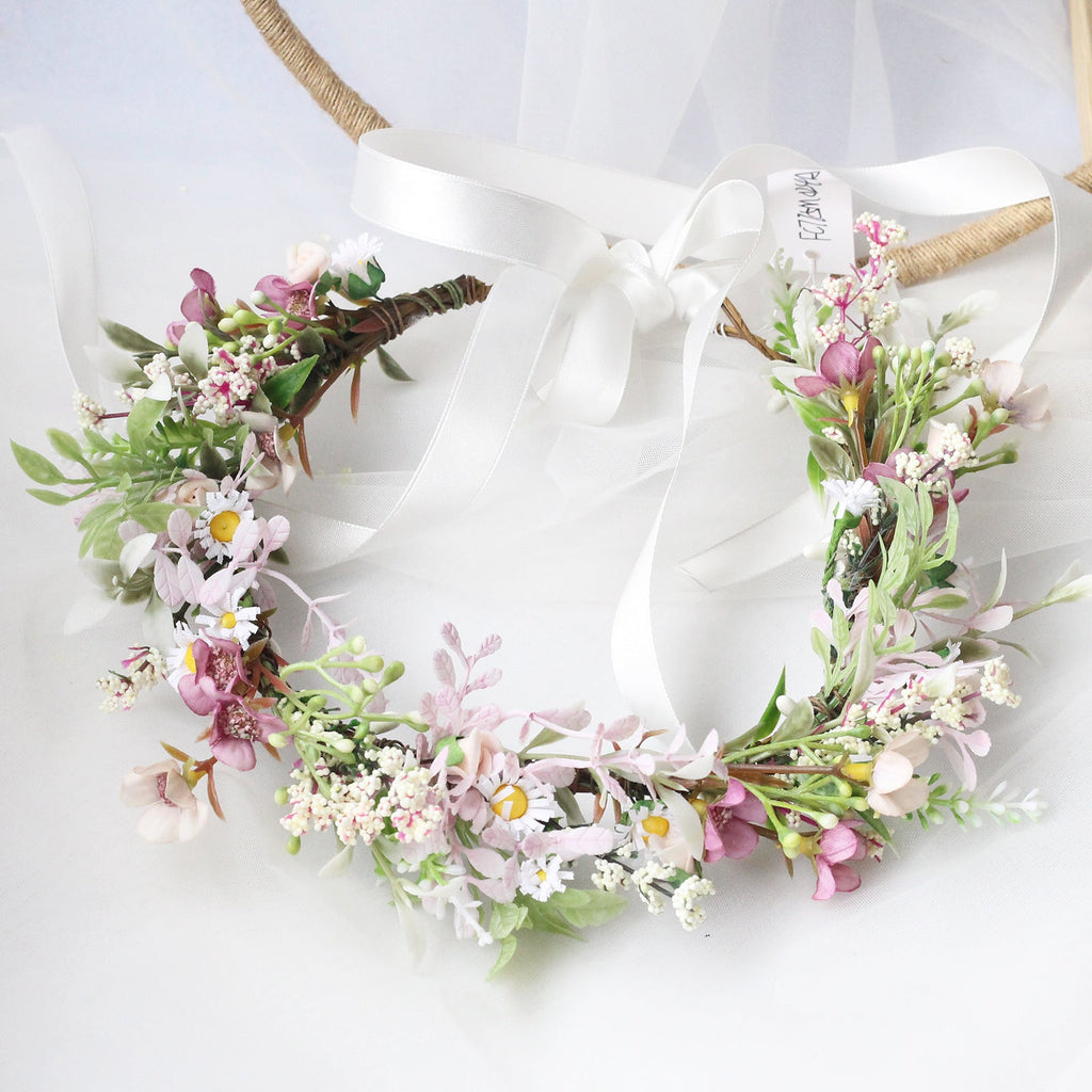 Bridal Flower Wreath Headpiece Original Simulation Starry Sky Water Grass Flower Crown Birthday Wedding Headflower Wreath - Luzilly Bridal & Apparel