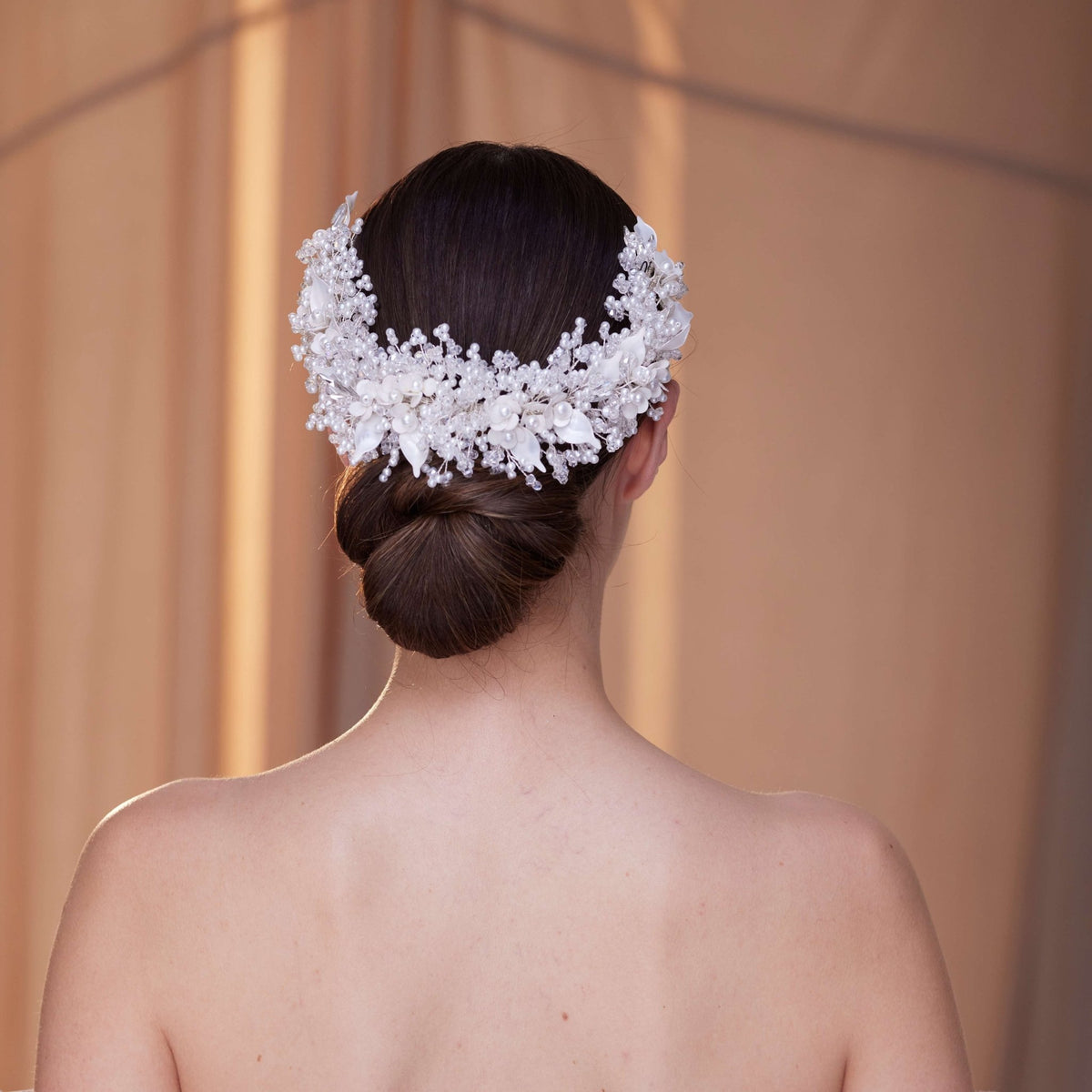 Bridal Headpiece with Resin Flowers, Pearls & Crystals - Luzilly Bridal & Apparel