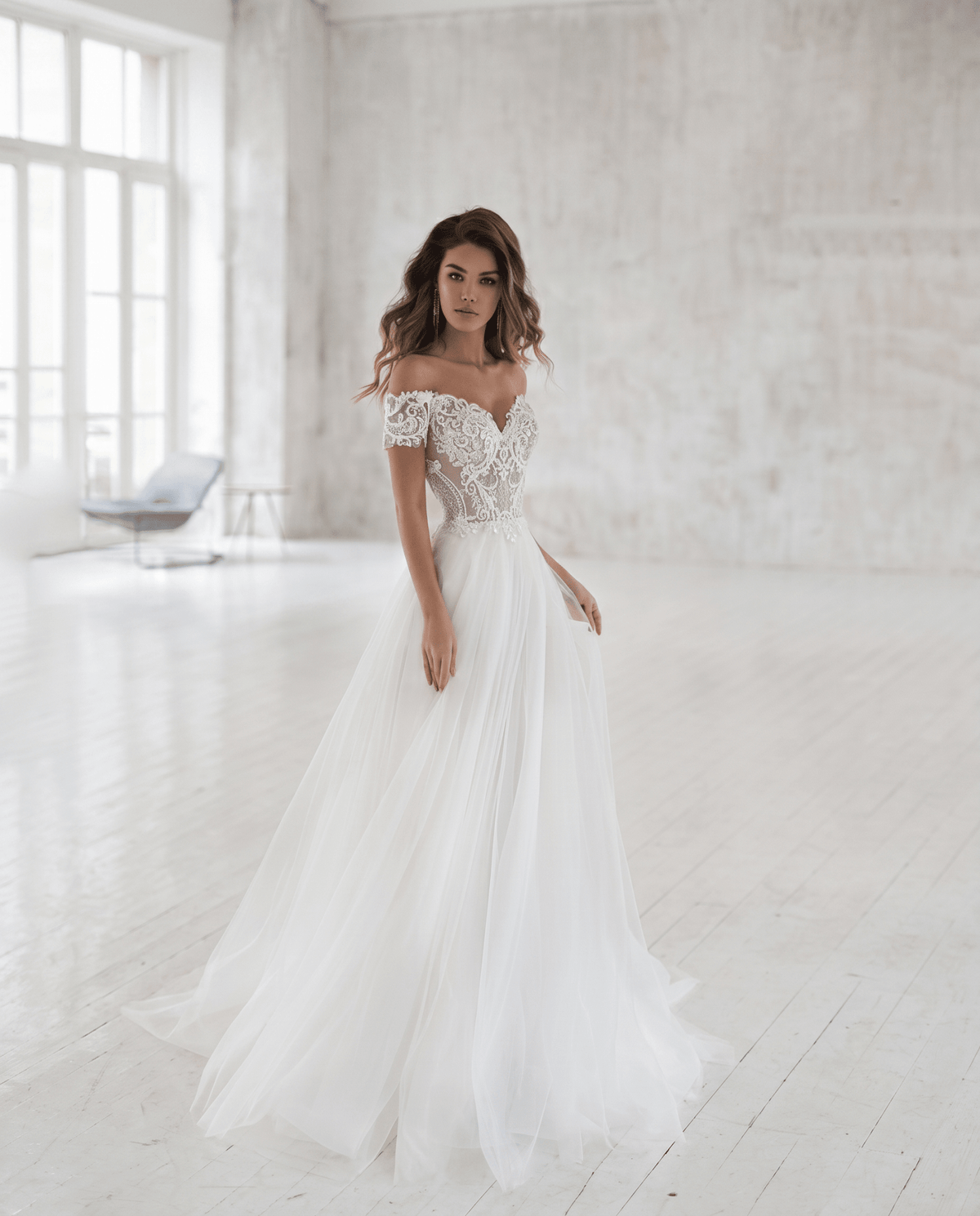 Bridal Mesh Long Sleeve Wedding Dress - Luzilly Bridal & Apparel