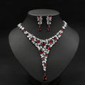 Zircon Water-Drop Necklace and Earring Set - Luzilly Bridal & Apparel