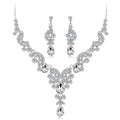 Bridal Necklace Set Fashion High-Grade Crystal Necklace Earring Jewelry Two-Piece Set - Luzilly Bridal & Apparel