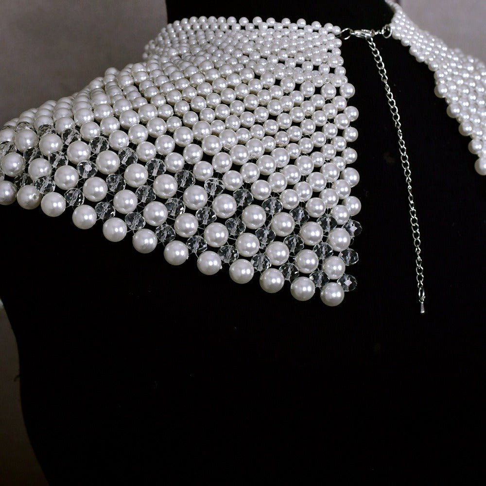 Bridal Shoulder Necklace Fashion Body Chain Pearls Beaded Women Layered Choker Wedding Accessories - Luzilly Bridal & Apparel