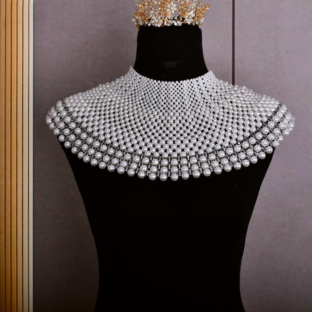 Bridal Shoulder Necklace Fashion Body Chain Pearls Beaded Women Layered Choker Wedding Accessories - Luzilly Bridal & Apparel