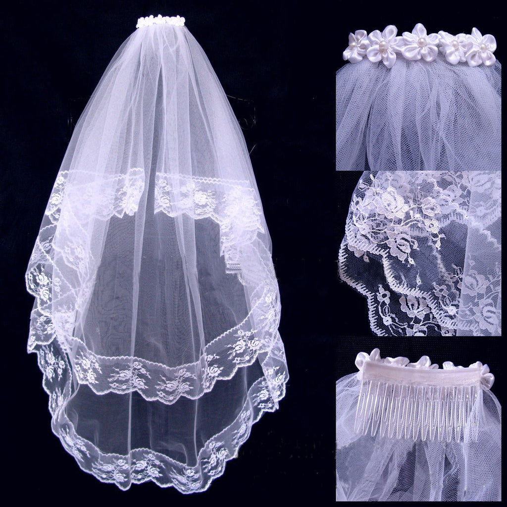 Bridal Veil Double Layer Lace Big Veil - Luzilly Bridal & Apparel