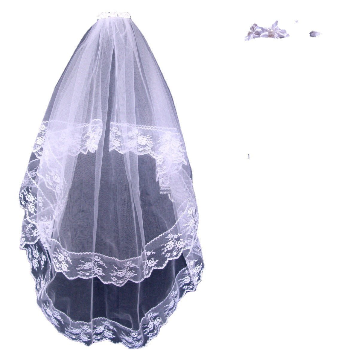 Bridal Veil Double Layer Lace Big Veil - Luzilly Bridal & Apparel