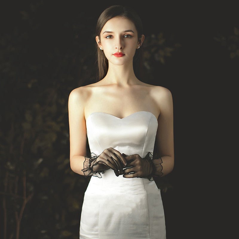 Bridal Wedding Dress Evening Gown Gloves Ruffle - Luzilly Bridal & Apparel