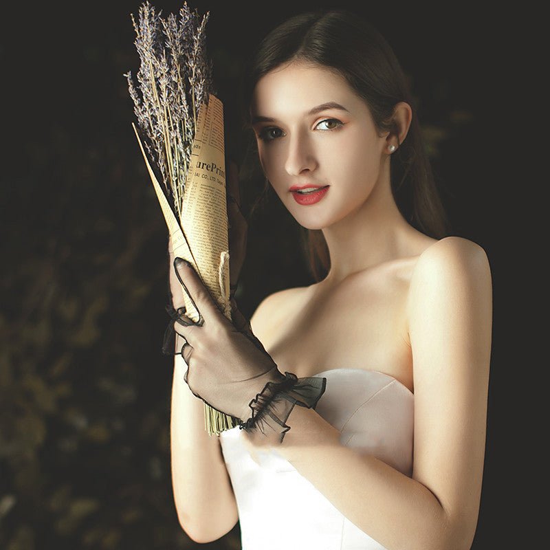 Bridal Wedding Dress Evening Gown Gloves Ruffle - Luzilly Bridal & Apparel