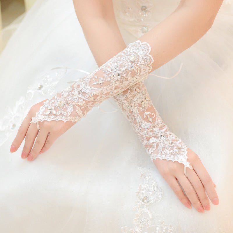 Long Strappy Fingerless Gloves - Luzilly Bridal & Apparel