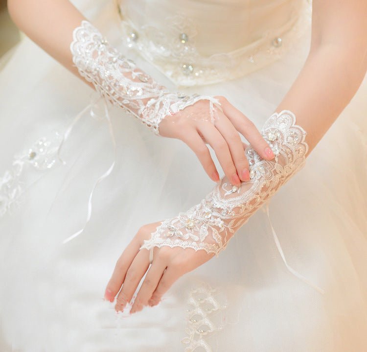 Bridal Wedding Dress Long Gloves Strappy Fingerless - Luzilly Bridal & Apparel