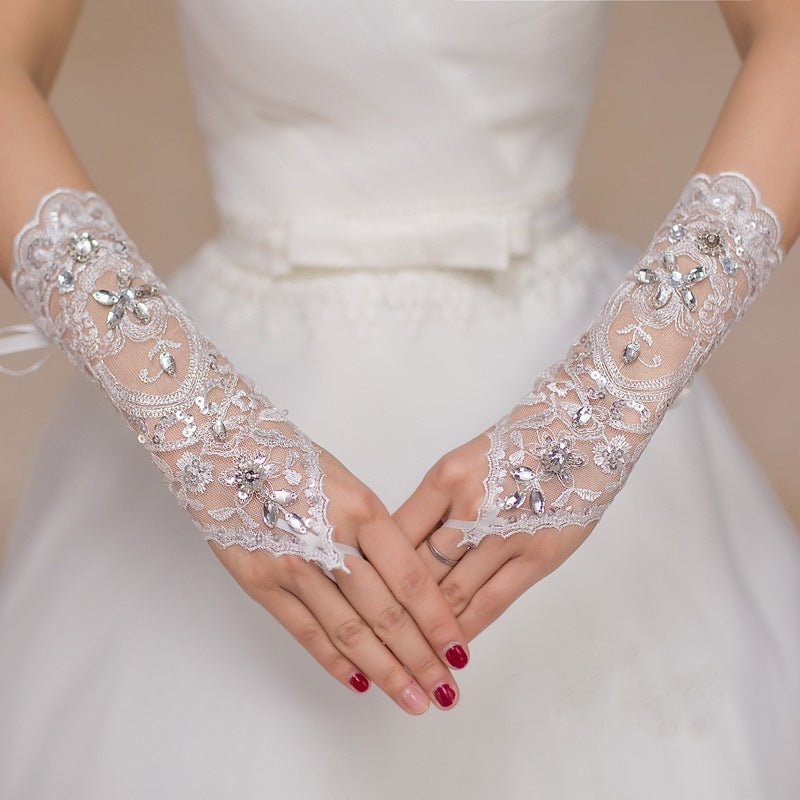 Bridal Wedding Dress Long Gloves Strappy Fingerless - Luzilly Bridal & Apparel