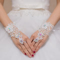 Fingerless Lace Gloves with Floral Diamond Detail - Luzilly Bridal & Apparel