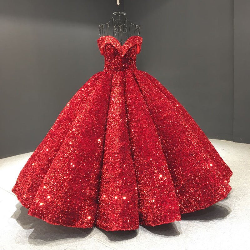 Bridal Wedding Dress Women's Sequined Ball Show Dress - Luzilly Bridal & Apparel
