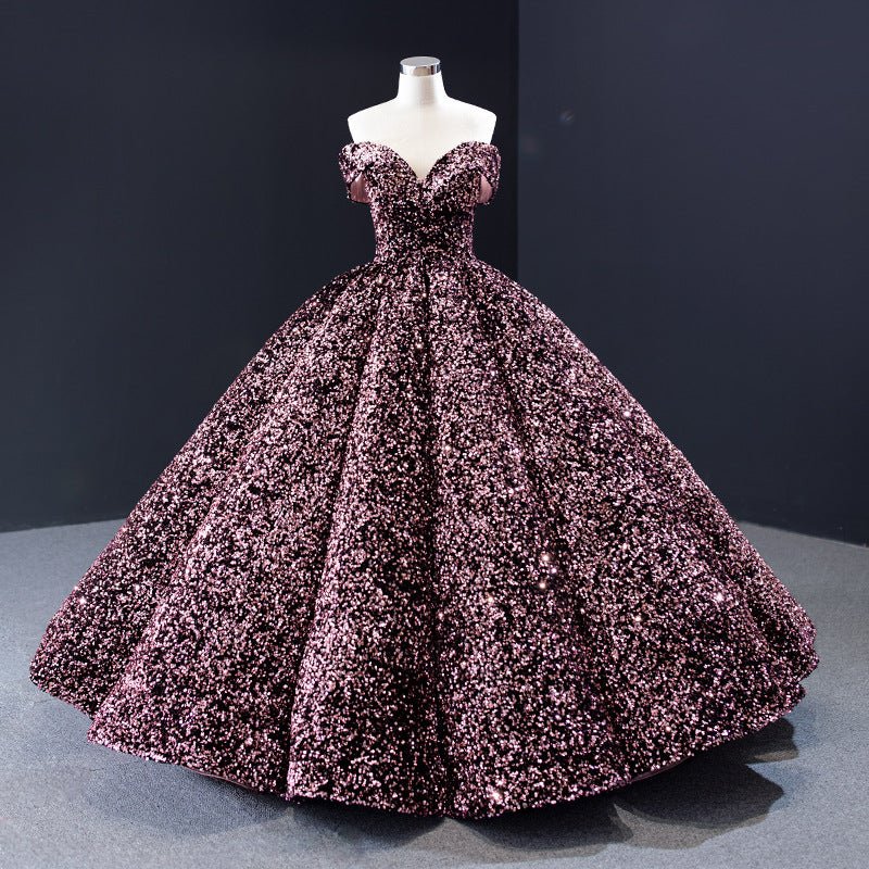 Bridal Wedding Dress Women's Sequined Ball Show Dress - Luzilly Bridal & Apparel