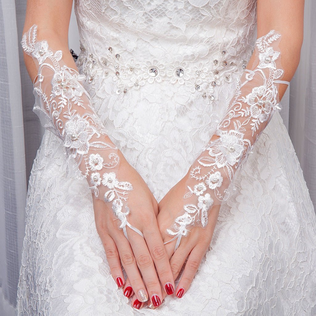 Fingerless Embroidered Lace Gloves - Luzilly Bridal & Apparel