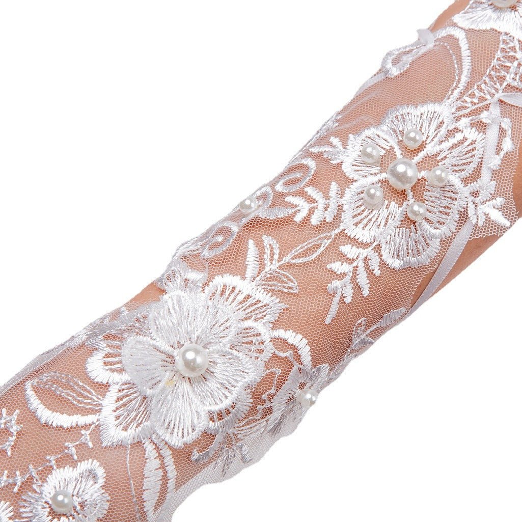 Bridal Wedding Gloves Fingerless Embroidered Fingerless - Luzilly Bridal & Apparel