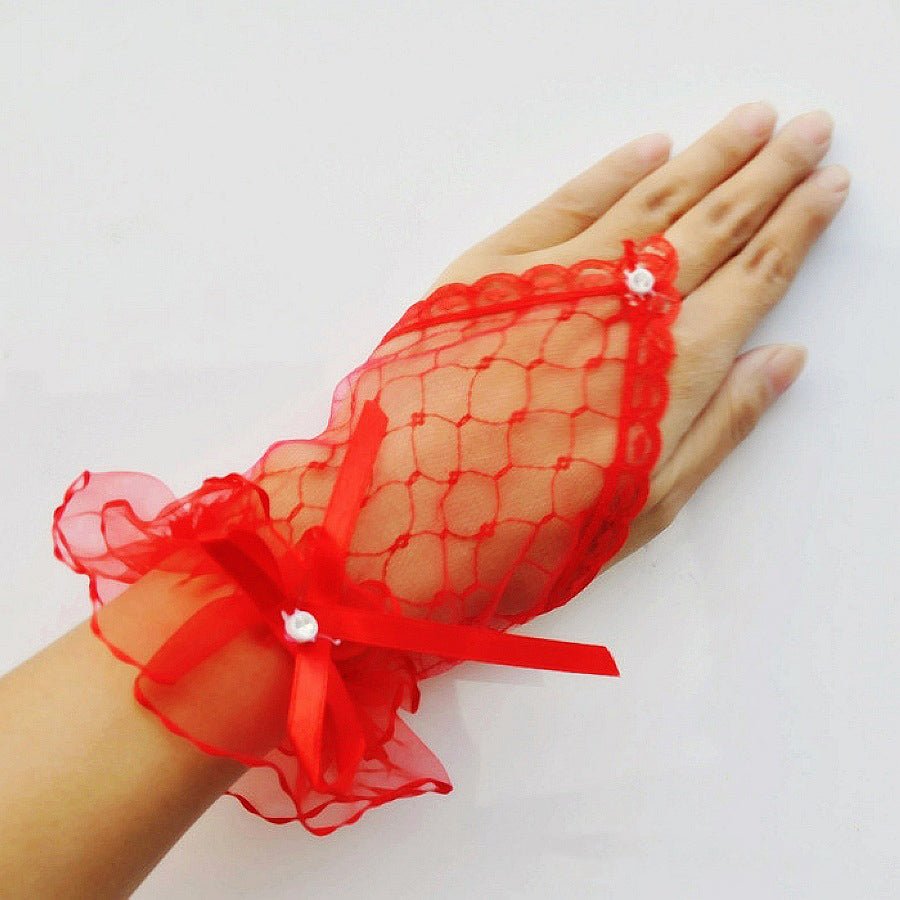 Short Fingerless Lace Hand Warmers - Luzilly Bridal & Apparel