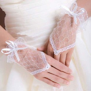 Bridal Wedding Gloves Fingerless Lace Gloves Short Yarn Hand Socks Sunscreen - Luzilly Bridal & Apparel