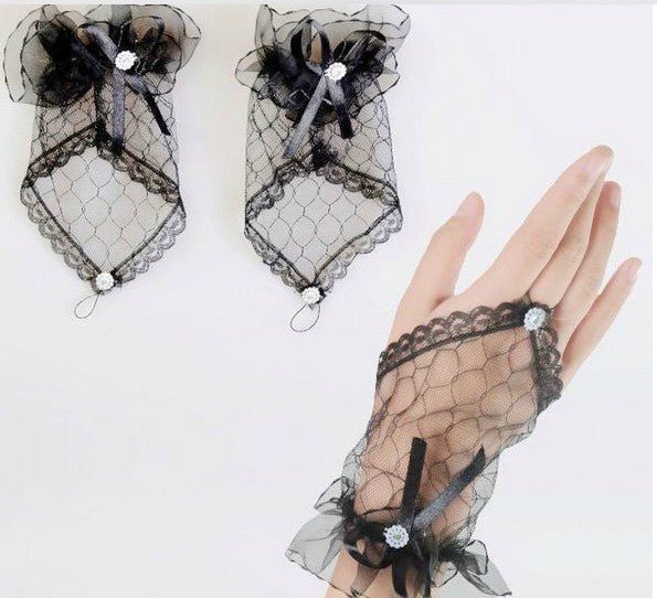 Bridal Wedding Gloves Fingerless Lace Gloves Short Yarn Hand Socks Sunscreen - Luzilly Bridal & Apparel