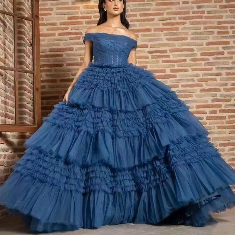 Bridal Wedding One Line Neck Lacquer Mesh Dress - Luzilly Bridal & Apparel