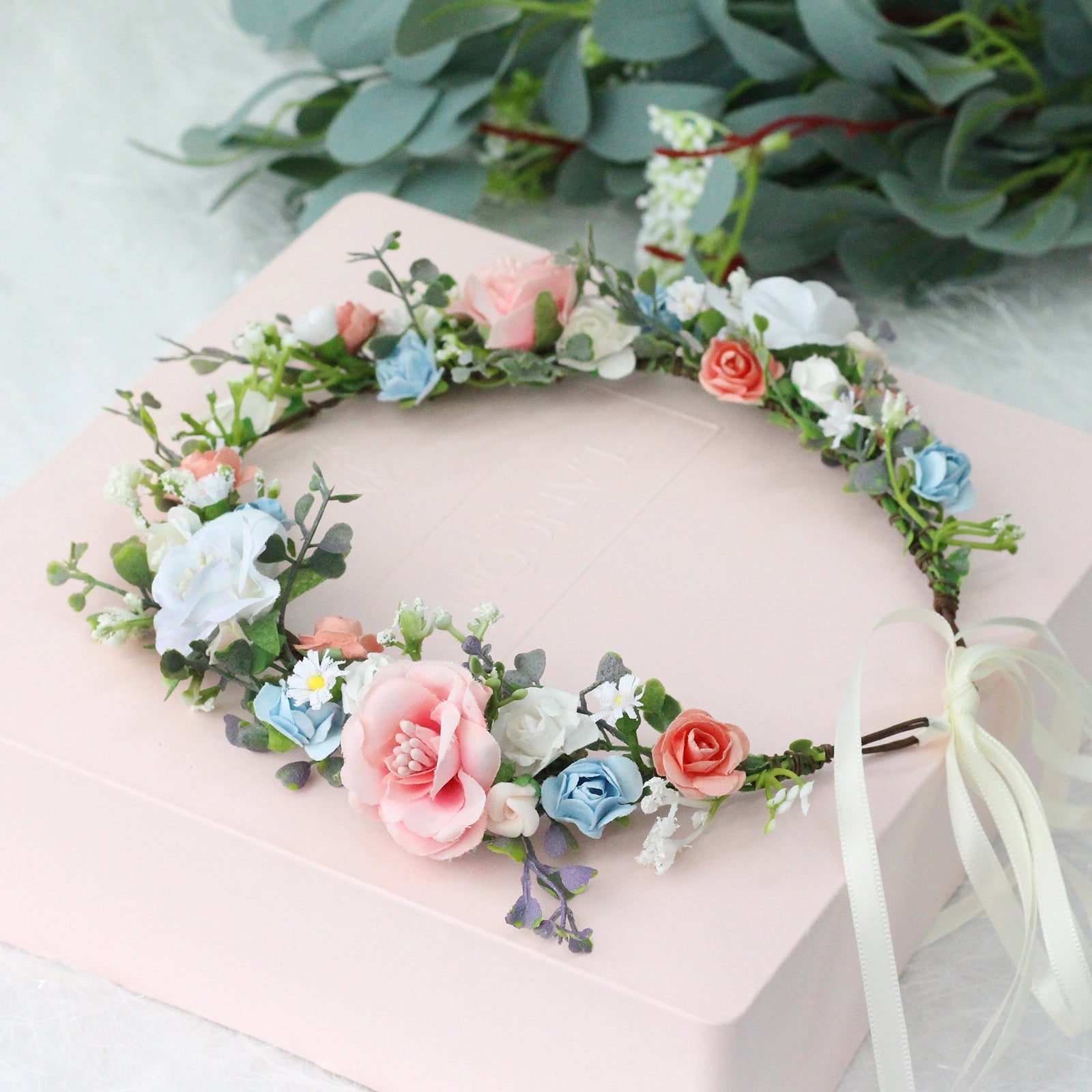 Bridal Wreath Handmade Fabric Rose Colorful Hair Strap Scenic Area Travel Photography Holiday Children's Headaccessory - Luzilly Bridal & Apparel